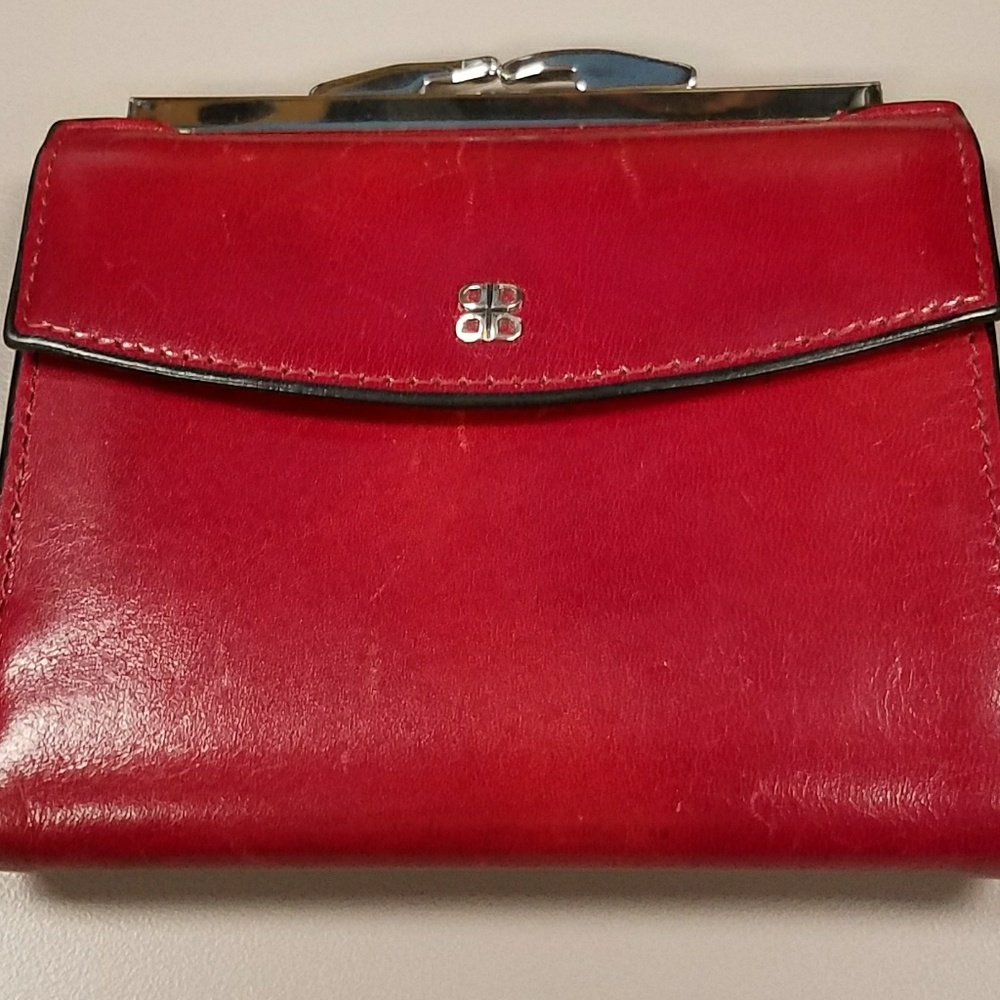 Bosca Italian Aged Leather French Style Wallet Red
